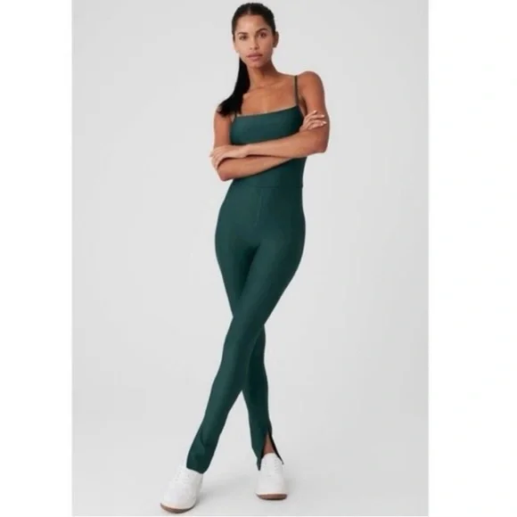 ALO YOGA Airlift Disco Daze Onesie Midnight Green Jumpsuit - Picture 1 of 7